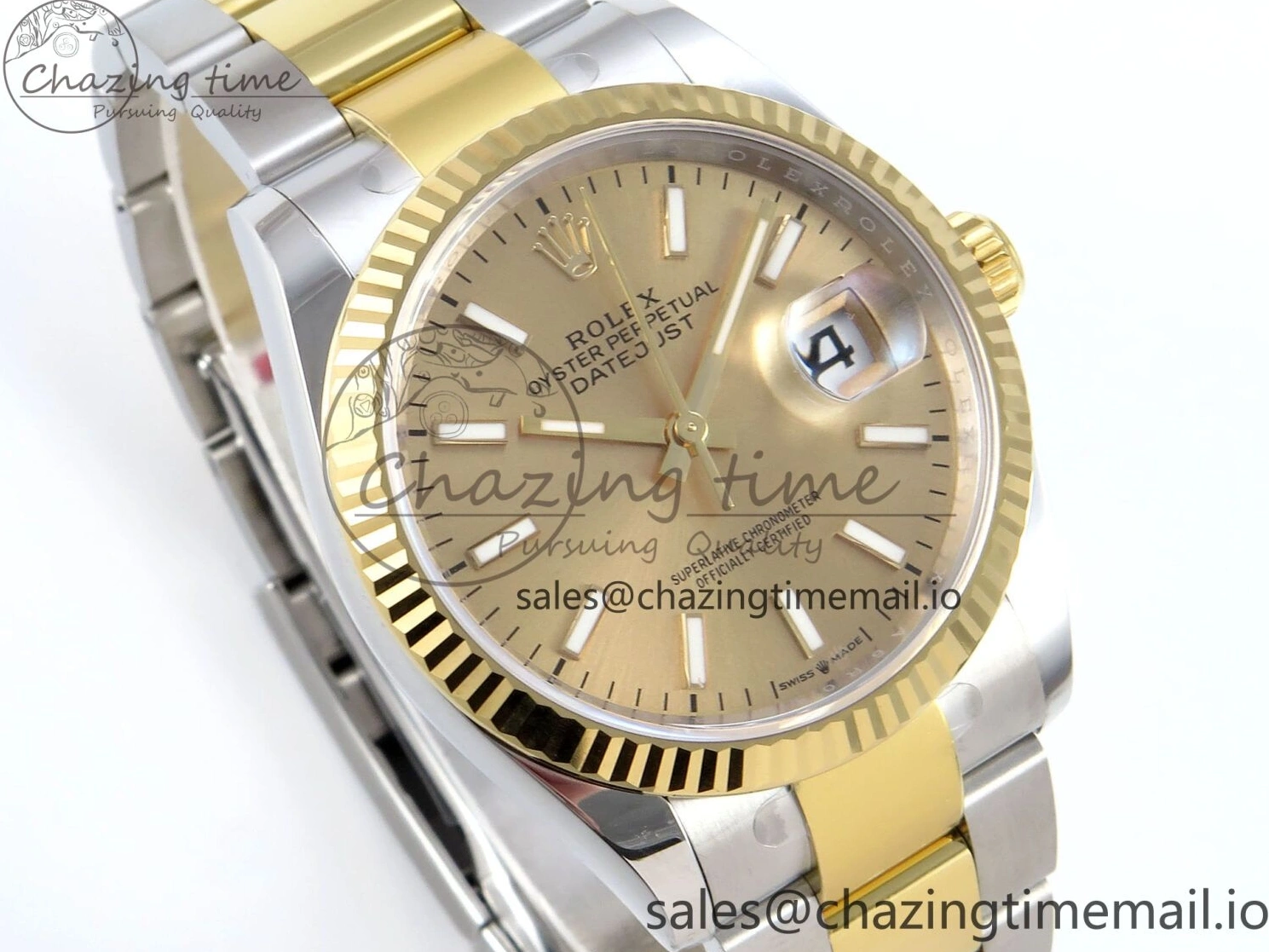 MiroTime 0418 SmartChoice DateJust 36 126233 EWEF Best Edition YG Stick Dial on SS YG Oyster Bracelet A 669